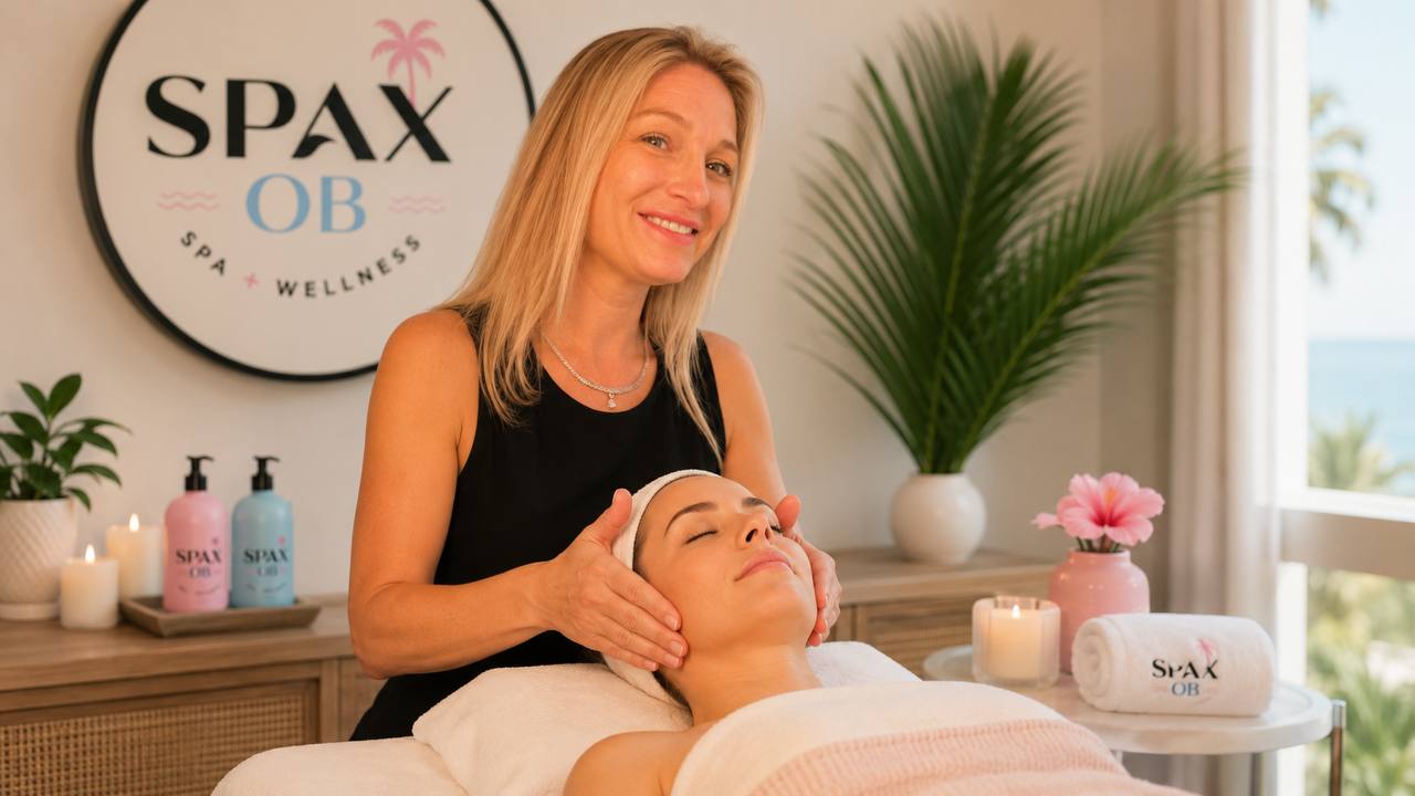 SPA X OB facial treatment room and therapist